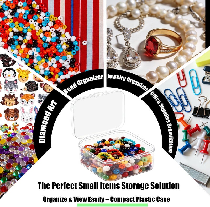Rocutus 24 Pack Small Clear Plastic Containers,Bead Organizer and Storage Plastic Cases Mini Clear Dimond Storage Containers Boxes with Hinged Lid for Bead,Dimond Art,Jewelry,Office Supplies(2.5 x 2.5 x 0.79) - Image 3